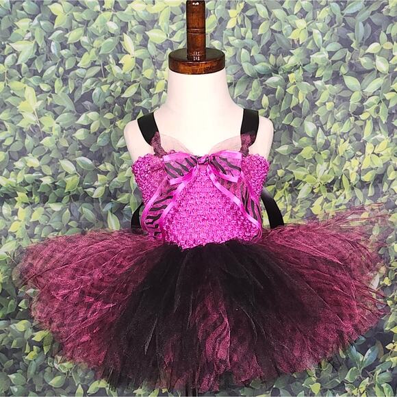 BLACK FRIDAY SALE Toddler Animal Print Tutu Dress & Hair Clip Sz.12 Mo. - 2T NWT - Picture 1 of 16